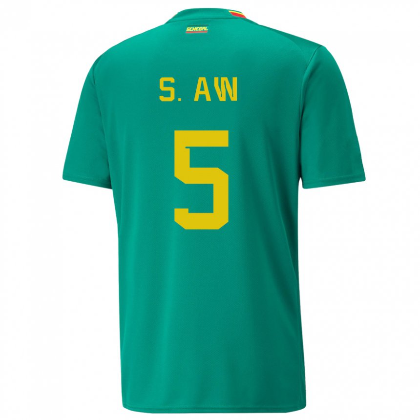 Niño Camiseta Senegal Souleymane Aw #5 Verde 2ª Equipación 22-24 La Camisa Chile