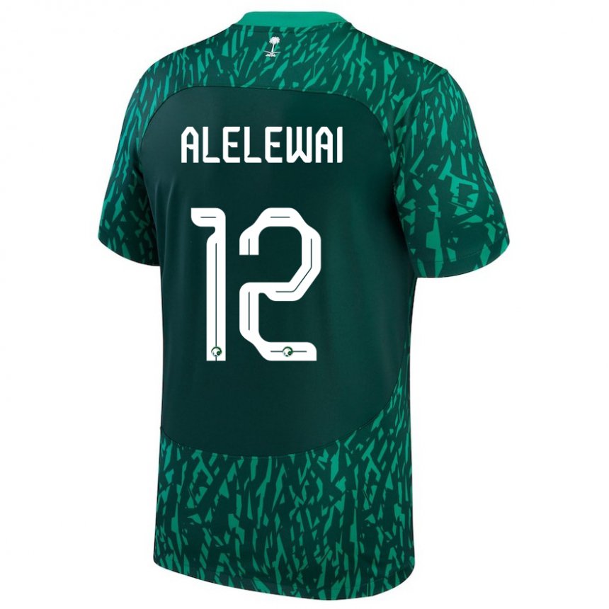 Niño Camiseta Arabia Saudita Abdulaziz Alelewai #12 Verde Oscuro 2ª Equipación 22-24 La Camisa Chile