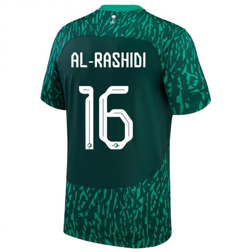 Niño Camiseta Arabia Saudita Mohammed Al Rashidi #16 Verde Oscuro 2ª Equipación 22-24 La Camisa Chile