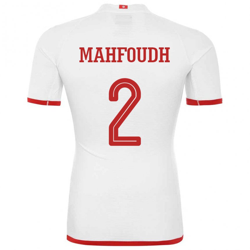 Niño Camiseta Túnez Dhikra Mahfoudh #2 Blanco 2ª Equipación 22-24 La Camisa Chile