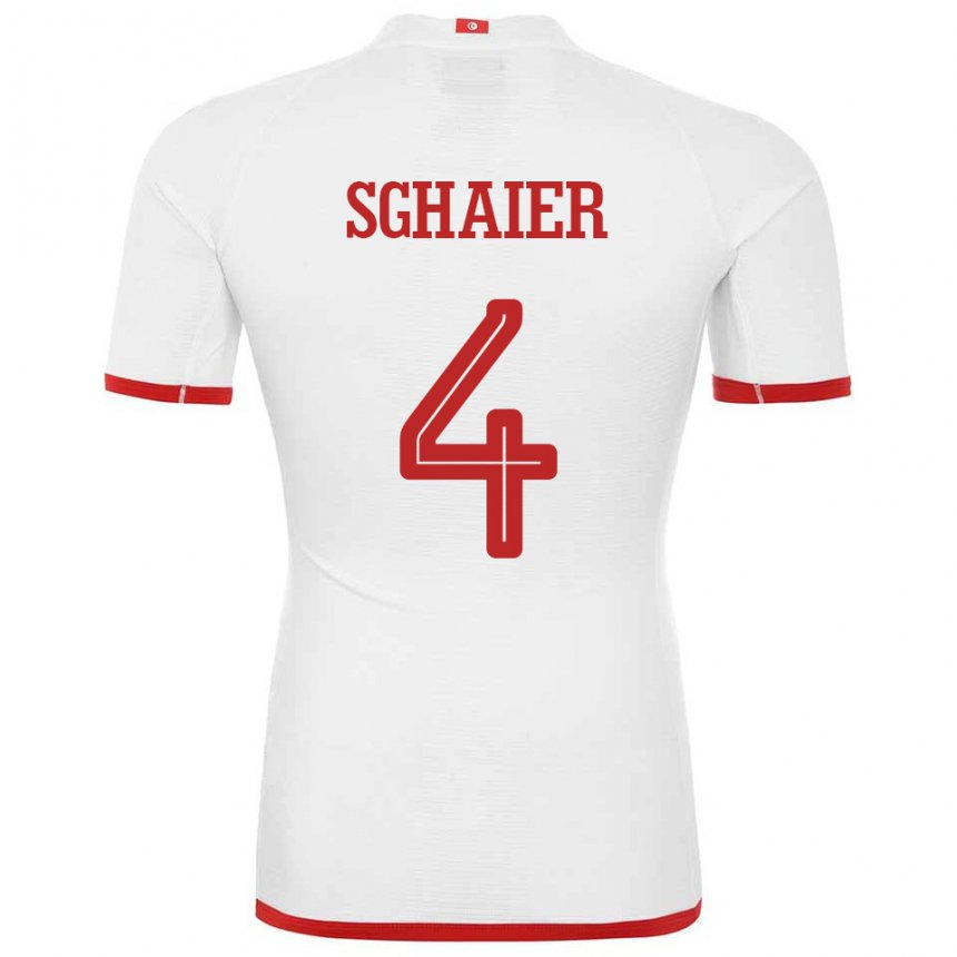 Niño Camiseta Túnez Makrem Sghaier #4 Blanco 2ª Equipación 22-24 La Camisa Chile
