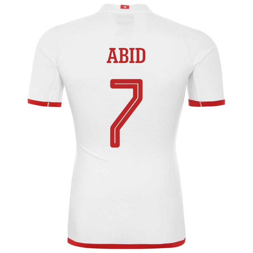 Niño Camiseta Túnez Aziz Abid #7 Blanco 2ª Equipación 22-24 La Camisa Chile