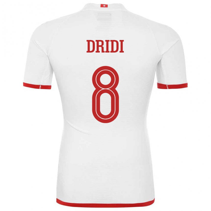 Niño Camiseta Túnez Yassine Dridi #8 Blanco 2ª Equipación 22-24 La Camisa Chile