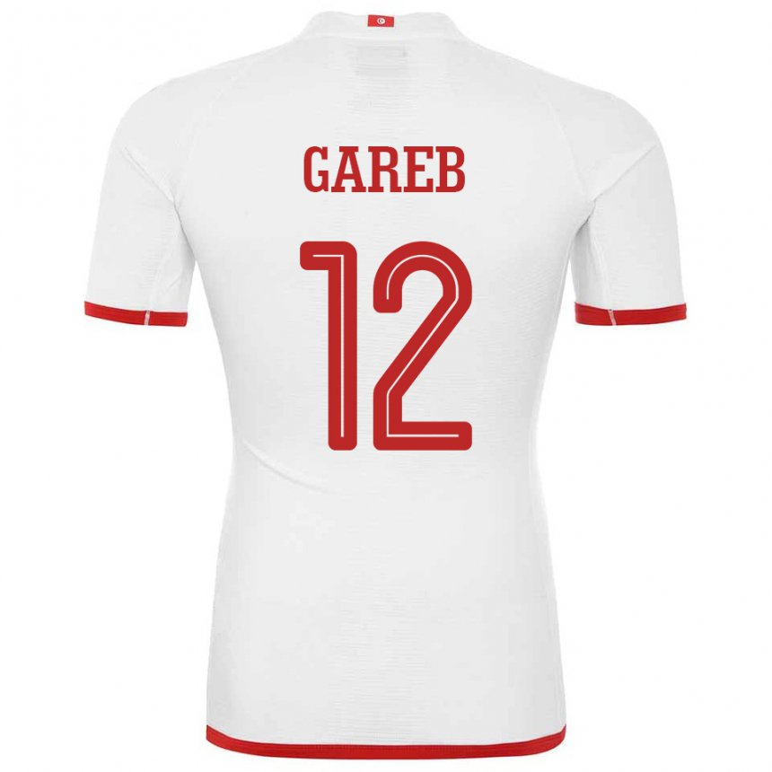 Niño Camiseta Túnez Adem Gareb #12 Blanco 2ª Equipación 22-24 La Camisa Chile