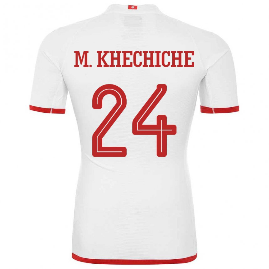 Niño Camiseta Túnez Mohamed Amine Khechiche #24 Blanco 2ª Equipación 22-24 La Camisa Chile