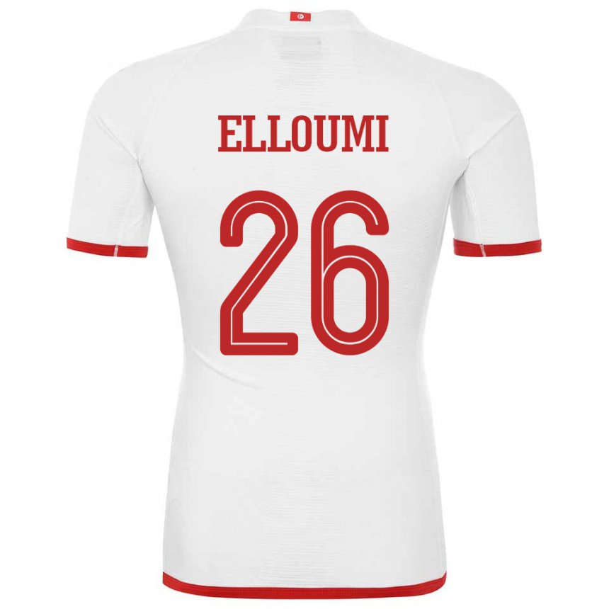 Niño Camiseta Túnez Khalil Elloumi #26 Blanco 2ª Equipación 22-24 La Camisa Chile