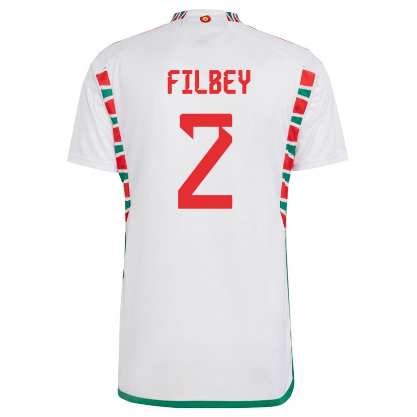 Niño Camiseta Gales Anna Filbey #2 Blanco 2ª Equipación 22-24 La Camisa Chile