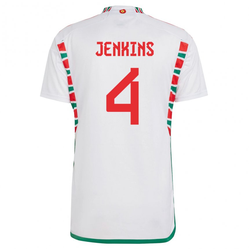 Niño Camiseta Gales Shaunna Jenkins #4 Blanco 2ª Equipación 22-24 La Camisa Chile