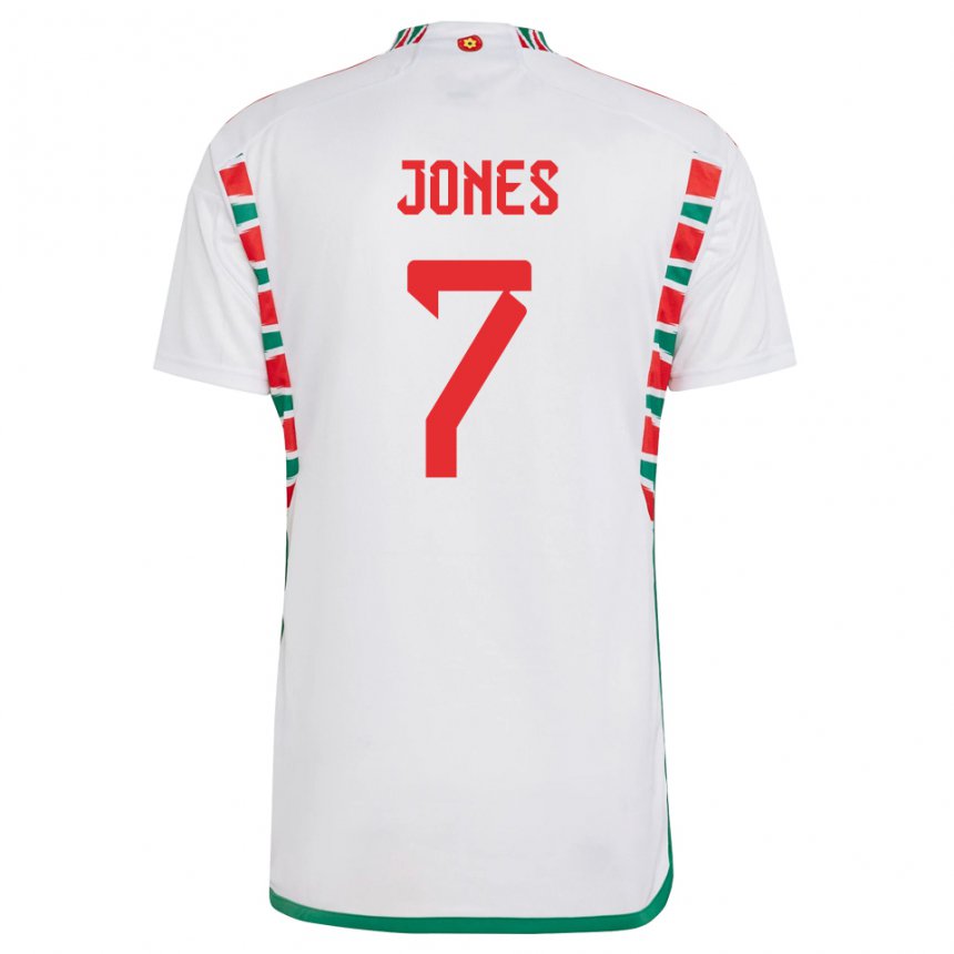 Niño Camiseta Gales Emma Jones #7 Blanco 2ª Equipación 22-24 La Camisa Chile