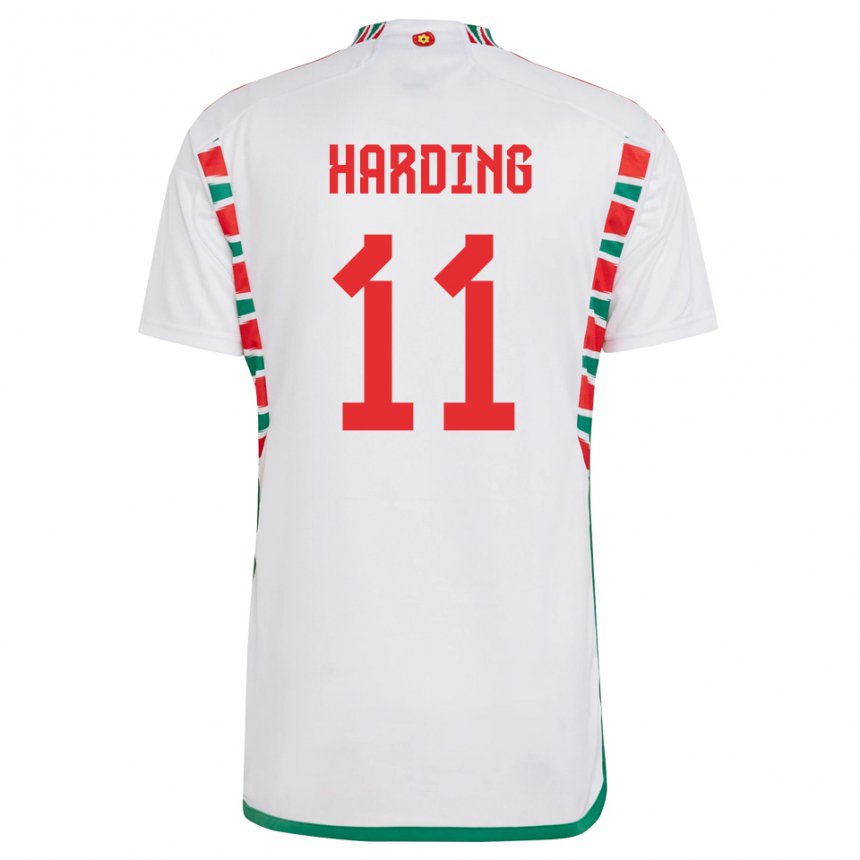 Niño Camiseta Gales Natasha Harding #11 Blanco 2ª Equipación 22-24 La Camisa Chile