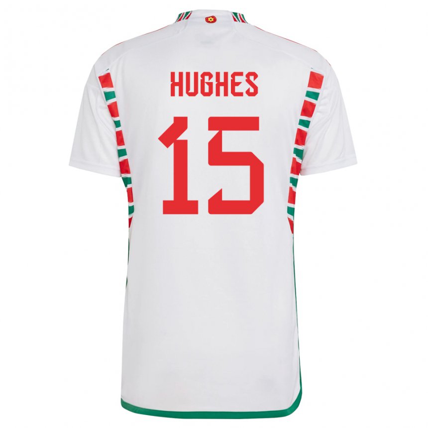 Niño Camiseta Gales Elise Hughes #15 Blanco 2ª Equipación 22-24 La Camisa Chile