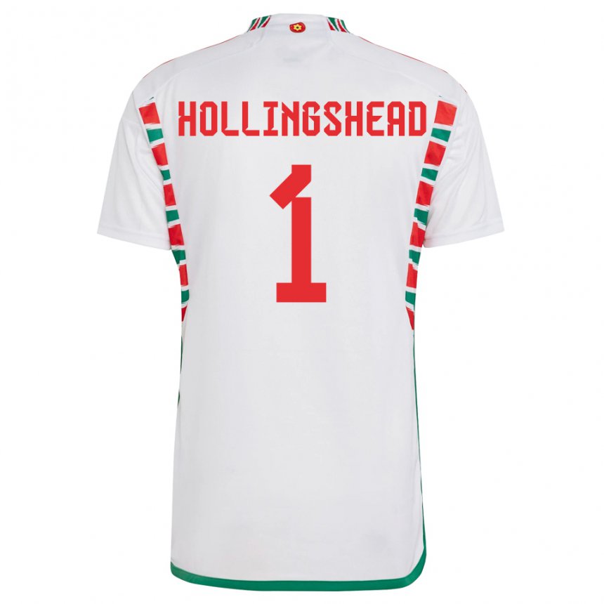 Niño Camiseta Gales Ronnie Hollingshead #1 Blanco 2ª Equipación 22-24 La Camisa Chile