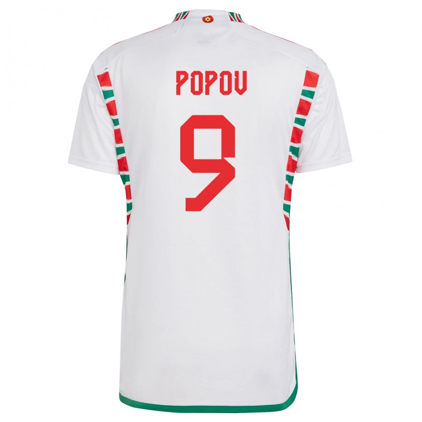 Niño Camiseta Gales Christopher Popov #9 Blanco 2ª Equipación 22-24 La Camisa Chile