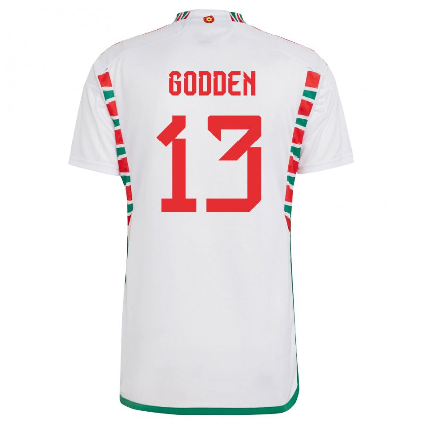 Niño Camiseta Gales Scott Godden #13 Blanco 2ª Equipación 22-24 La Camisa Chile