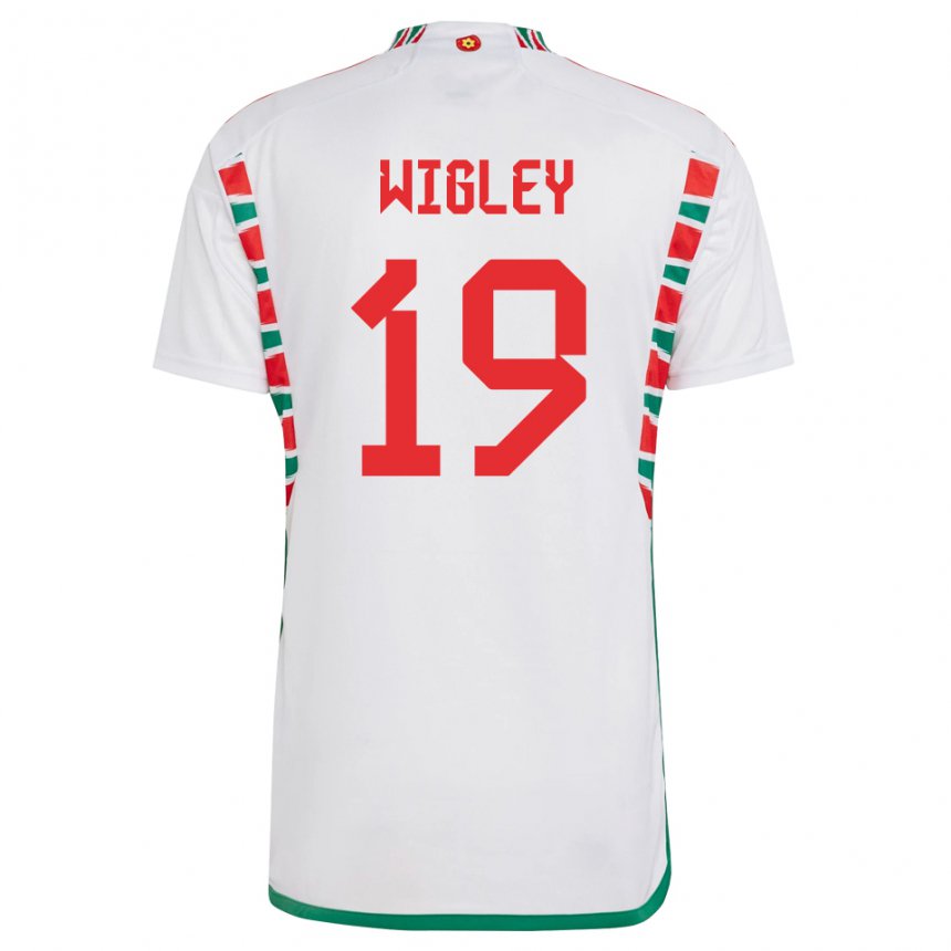 Niño Camiseta Gales Morgan Wigley #19 Blanco 2ª Equipación 22-24 La Camisa Chile