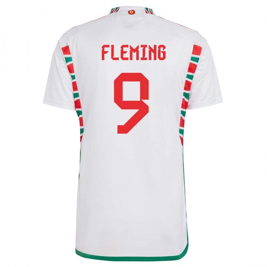 Niño Camiseta Gales Cole Fleming #9 Blanco 2ª Equipación 22-24 La Camisa Chile