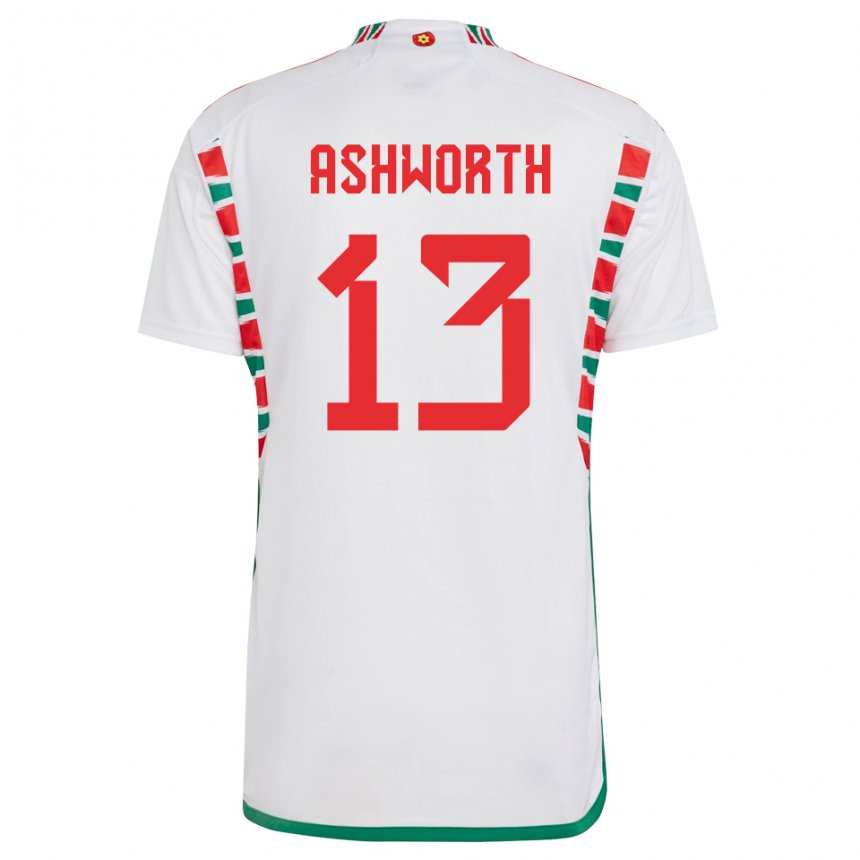 Niño Camiseta Gales Fin Ashworth #13 Blanco 2ª Equipación 22-24 La Camisa Chile