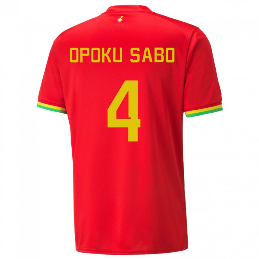 Niño Camiseta Ghana Alex Opoku Sabo #4 Rojo 2ª Equipación 22-24 La Camisa Chile