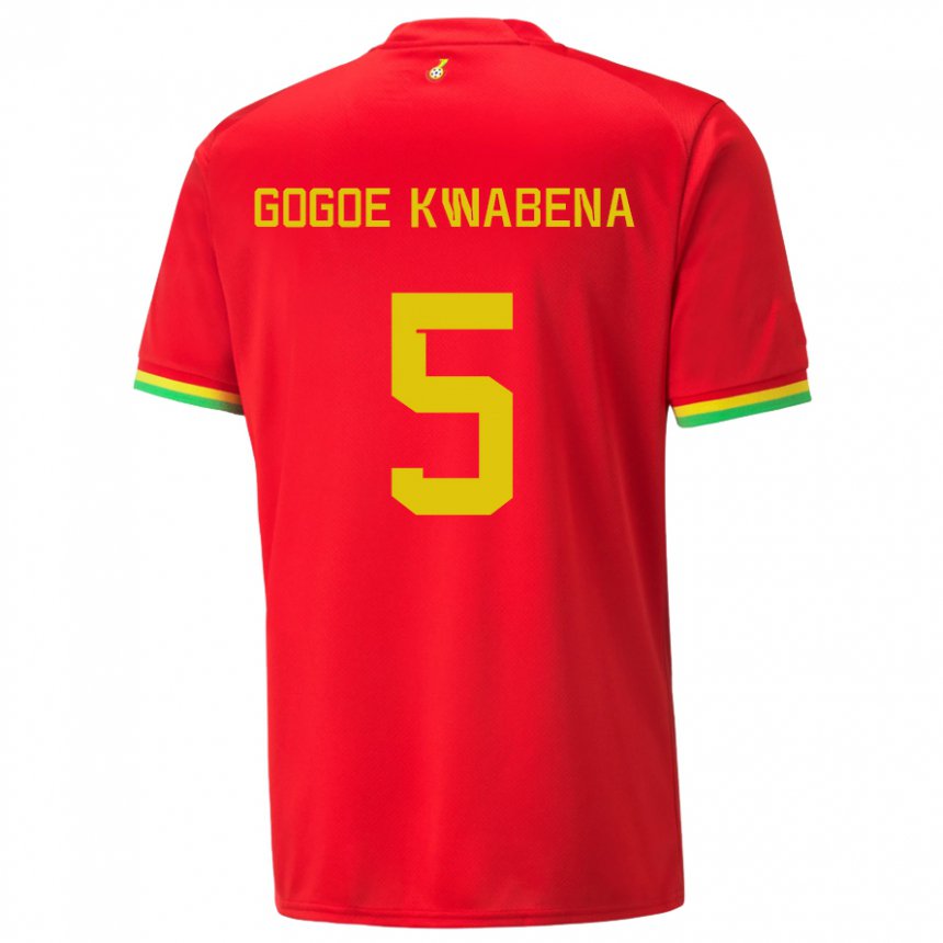 Niño Camiseta Ghana Boahen Gogoe Kwabena #5 Rojo 2ª Equipación 22-24 La Camisa Chile