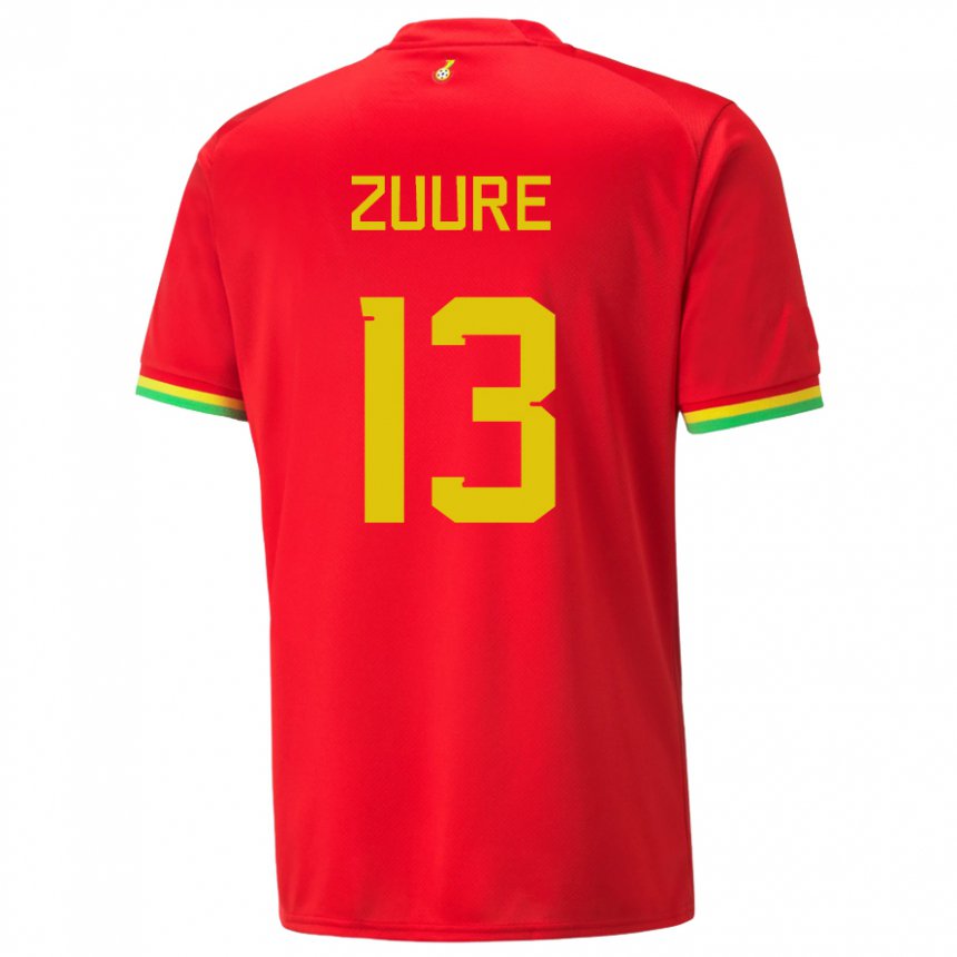 Niño Camiseta Ghana Moses Salifu Bawa Zuure #13 Rojo 2ª Equipación 22-24 La Camisa Chile