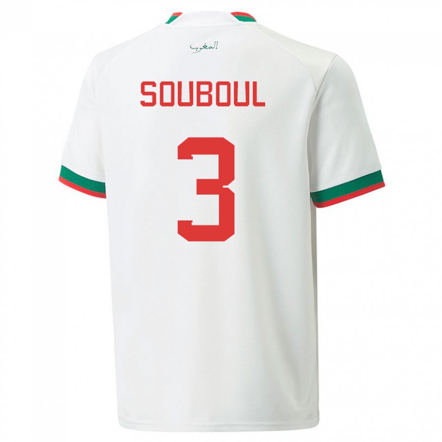 Niño Camiseta Marruecos Mohamed Souboul #3 Blanco 2ª Equipación 22-24 La Camisa Chile