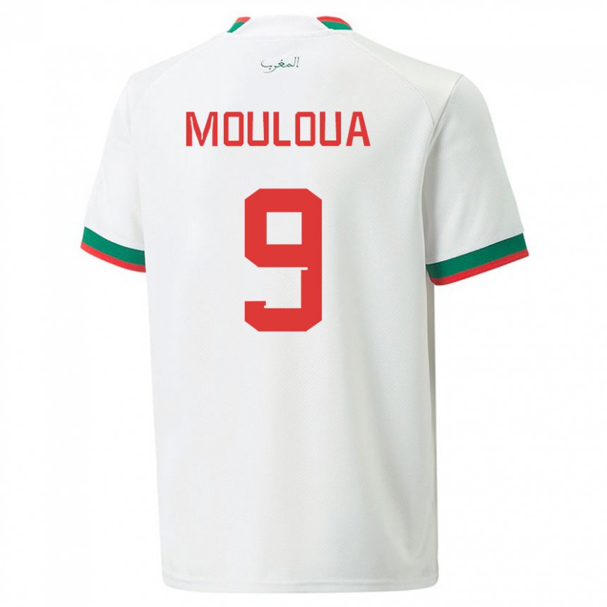 Niño Camiseta Marruecos Ayoub Mouloua #9 Blanco 2ª Equipación 22-24 La Camisa Chile