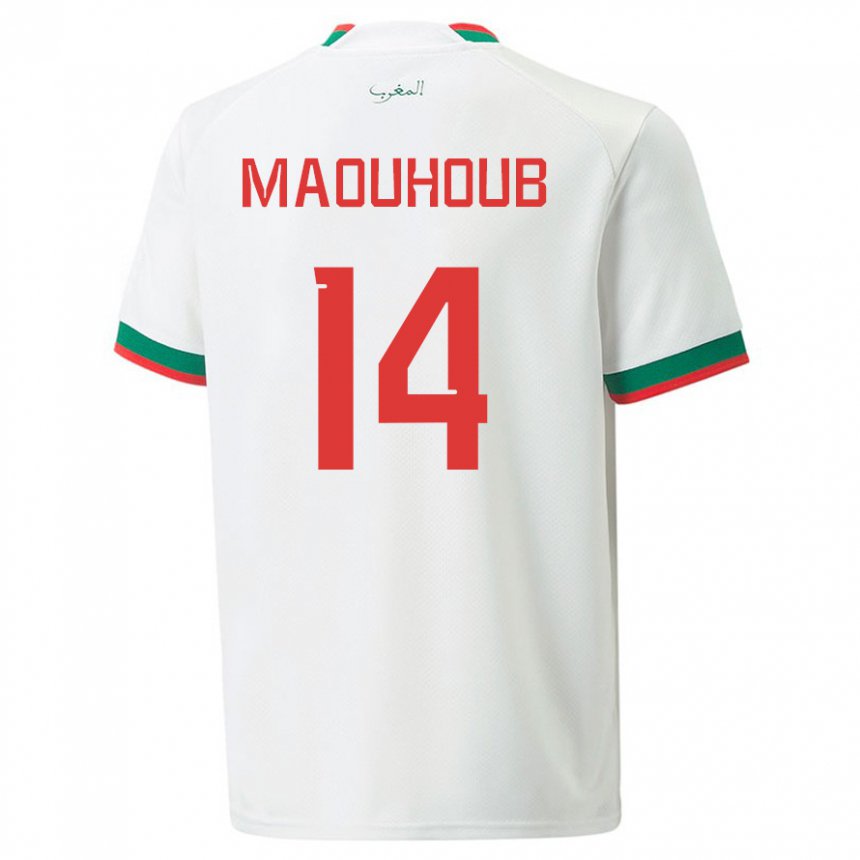 Niño Camiseta Marruecos El Mehdi Maouhoub #14 Blanco 2ª Equipación 22-24 La Camisa Chile