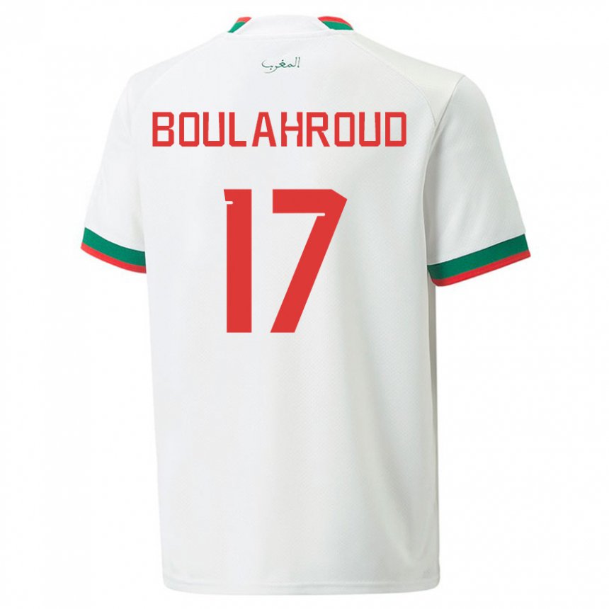 Niño Camiseta Marruecos Charaf Eddine Boulahroud #17 Blanco 2ª Equipación 22-24 La Camisa Chile