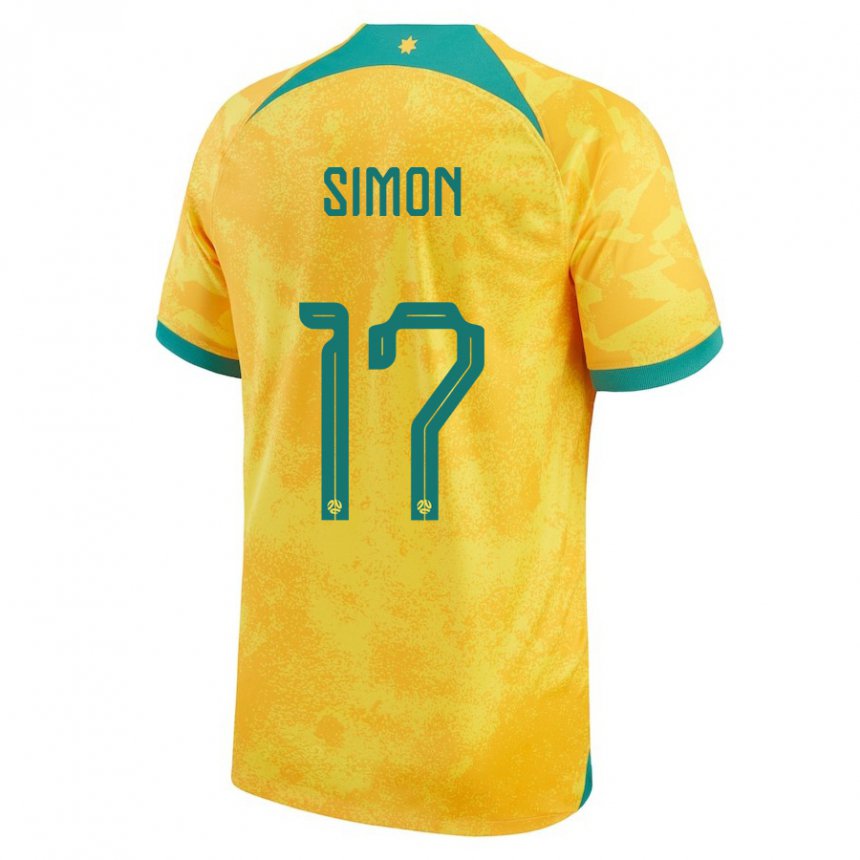 Hombre Camiseta Australia Kyah Simon #17 Dorado 1ª Equipación 22-24 La Camisa Chile