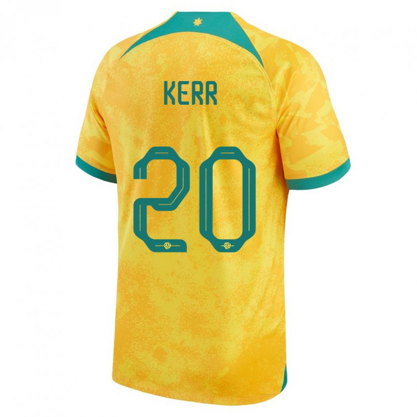 Hombre Camiseta Australia Sam Kerr #20 Dorado 1ª Equipación 22-24 La Camisa Chile