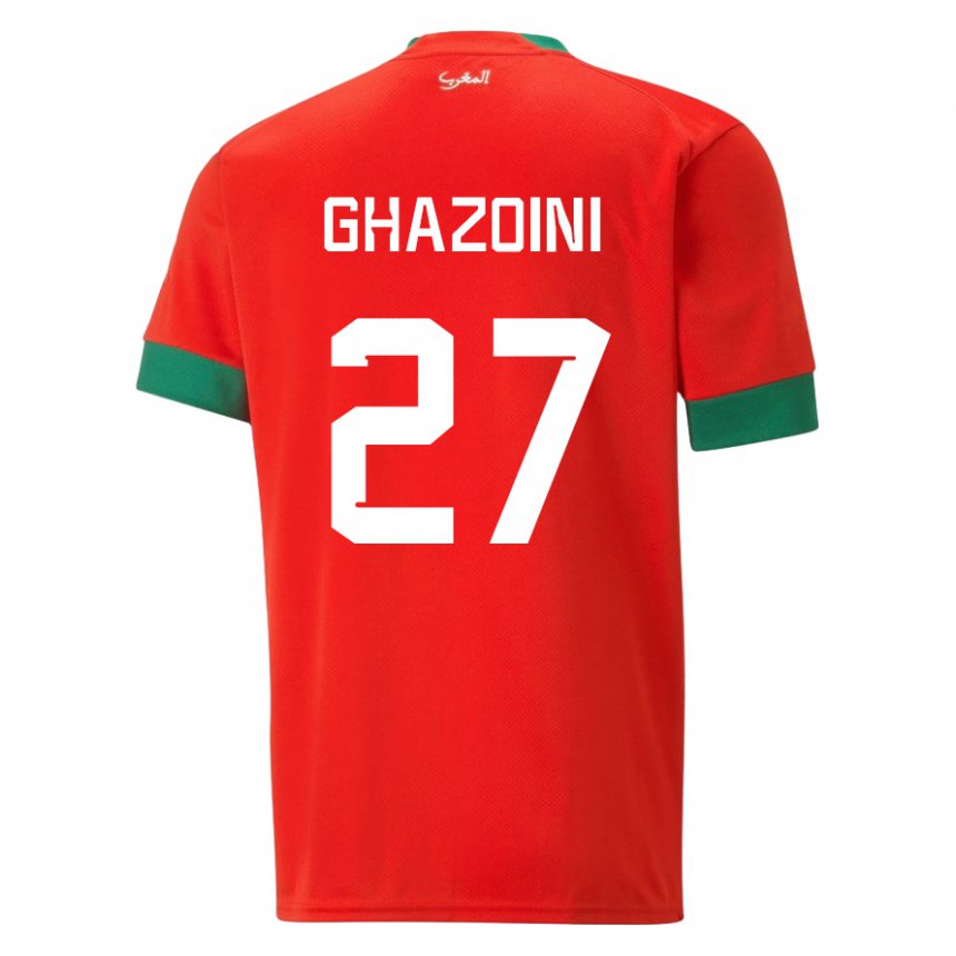 Hombre Camiseta Marruecos Amine Ghazoini #27 Rojo 1ª Equipación 22-24 La Camisa Chile