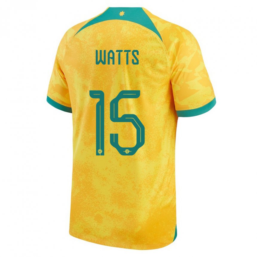 Hombre Camiseta Australia Caleb Watts #15 Dorado 1ª Equipación 22-24 La Camisa Chile
