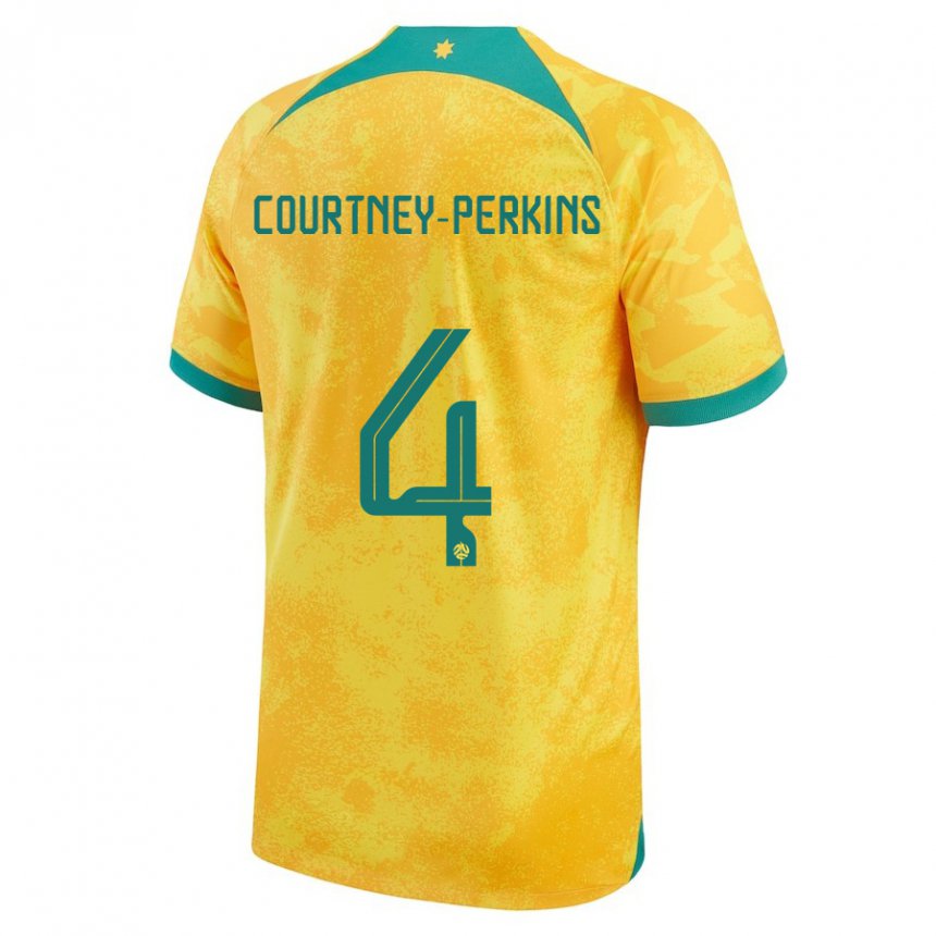 Hombre Camiseta Australia Jordan Courtney Perkins #4 Dorado 1ª Equipación 22-24 La Camisa Chile