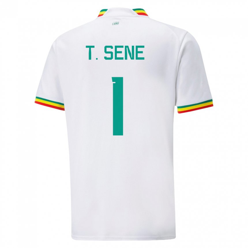 Hombre Camiseta Senegal Thiaba Gueye Sene #1 Blanco 1ª Equipación 22-24 La Camisa Chile