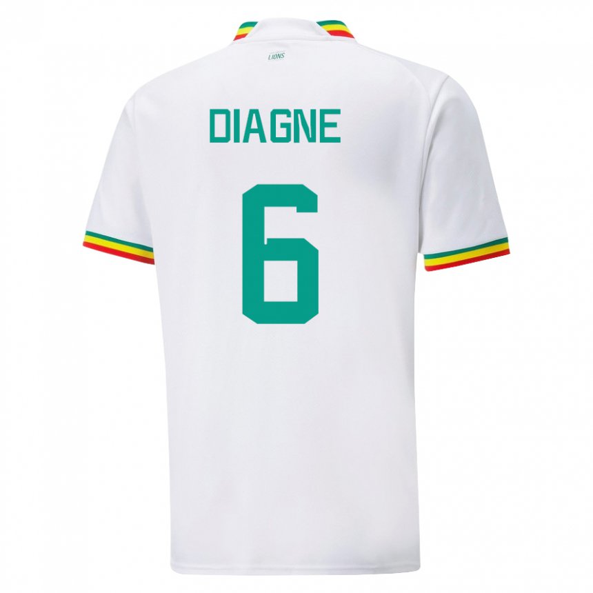 Hombre Camiseta Senegal Edmee Diagne #6 Blanco 1ª Equipación 22-24 La Camisa Chile