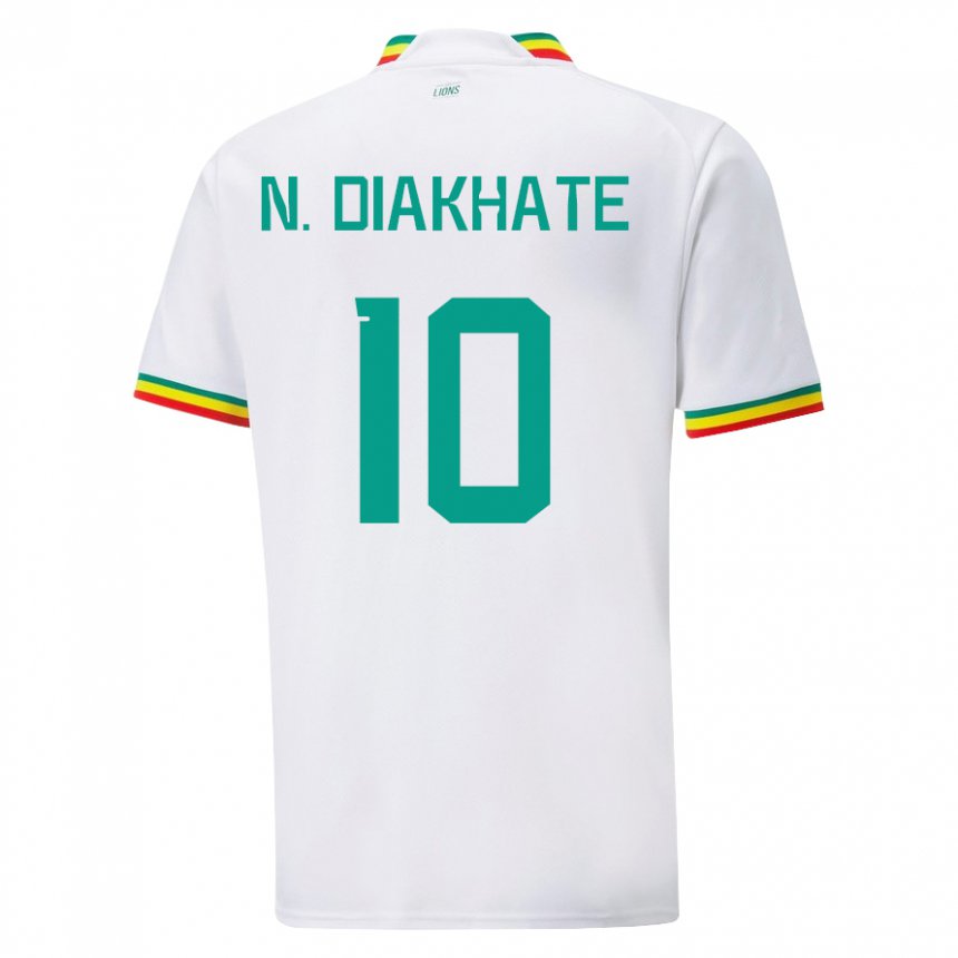 Hombre Camiseta Senegal Ndeye Awa Diakhate #10 Blanco 1ª Equipación 22-24 La Camisa Chile