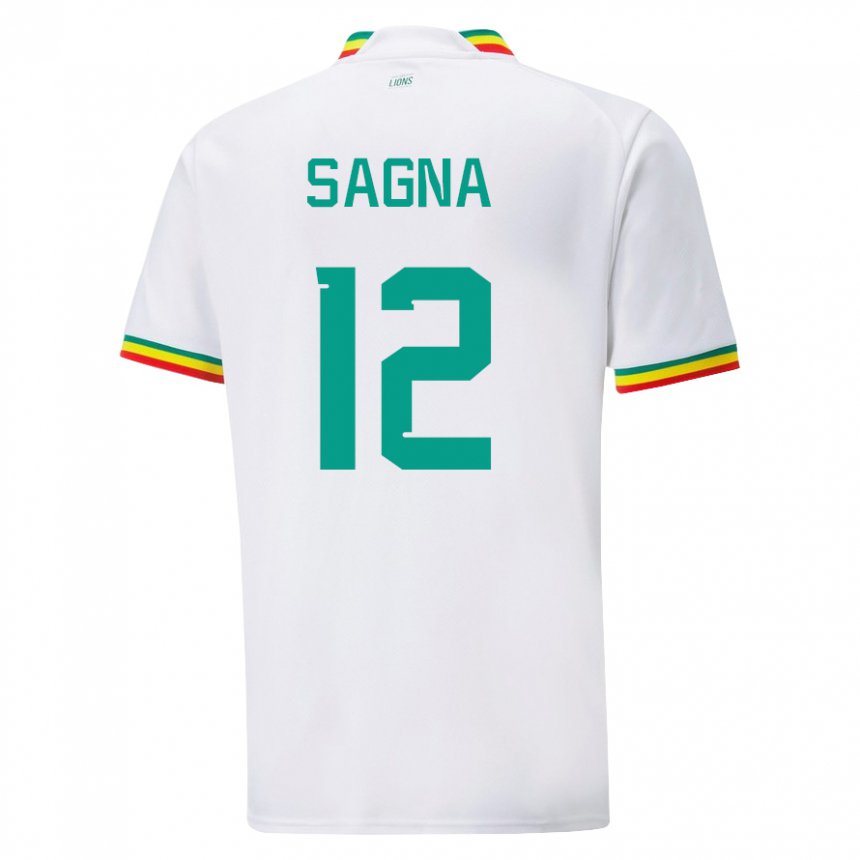 Hombre Camiseta Senegal Safietou Sagna #12 Blanco 1ª Equipación 22-24 La Camisa Chile