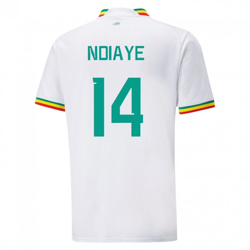 Hombre Camiseta Senegal Salimata Ndiaye #14 Blanco 1ª Equipación 22-24 La Camisa Chile