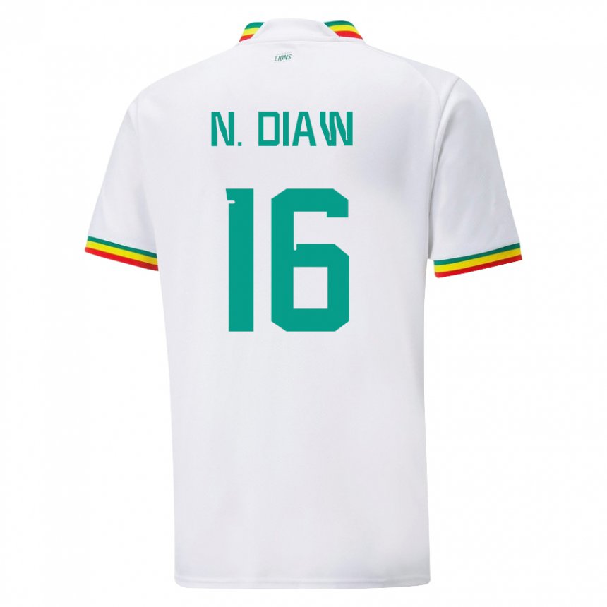 Hombre Camiseta Senegal Ndeye Meissa Diaw #16 Blanco 1ª Equipación 22-24 La Camisa Chile