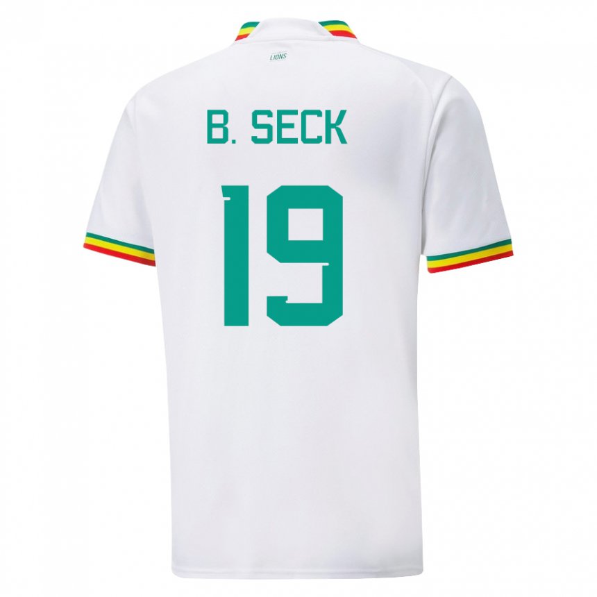 Hombre Camiseta Senegal Bineta Korkel Seck #19 Blanco 1ª Equipación 22-24 La Camisa Chile