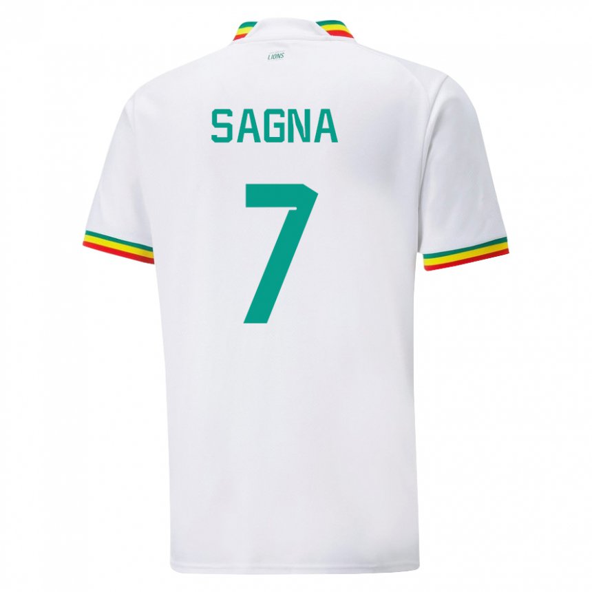 Hombre Camiseta Senegal Amadou Sagna #7 Blanco 1ª Equipación 22-24 La Camisa Chile