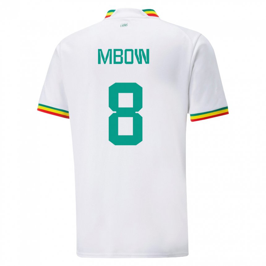 Hombre Camiseta Senegal Mamadou Mbow #8 Blanco 1ª Equipación 22-24 La Camisa Chile