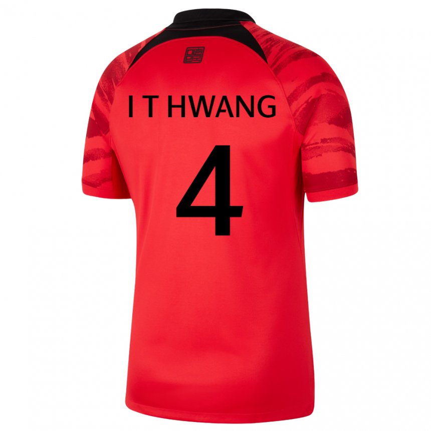 Hombre Camiseta Corea Del Sur Hwang In Taek #4 Negro Rojo 1ª Equipación 22-24 La Camisa Chile