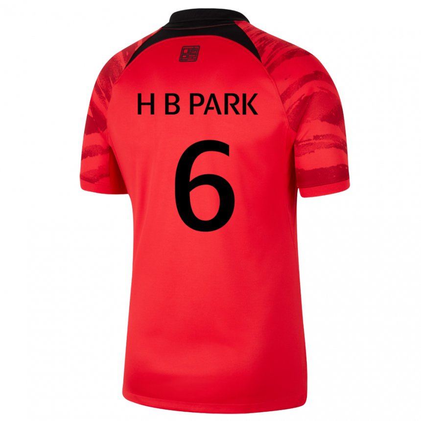 Hombre Camiseta Corea Del Sur Park Hyeon Bin #6 Negro Rojo 1ª Equipación 22-24 La Camisa Chile