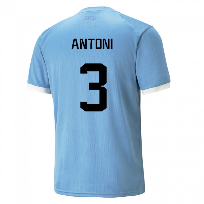 Hombre Camiseta Uruguay Mateo Antoni #3 Azul 1ª Equipación 22-24 La Camisa Chile