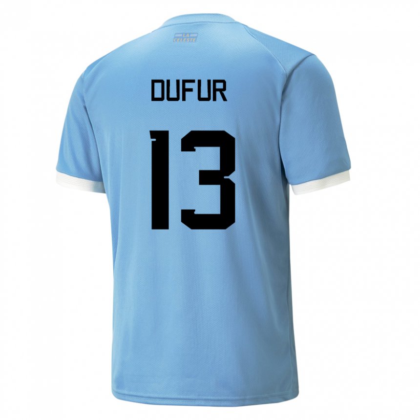 Hombre Camiseta Uruguay Lautaro Dufur #13 Azul 1ª Equipación 22-24 La Camisa Chile