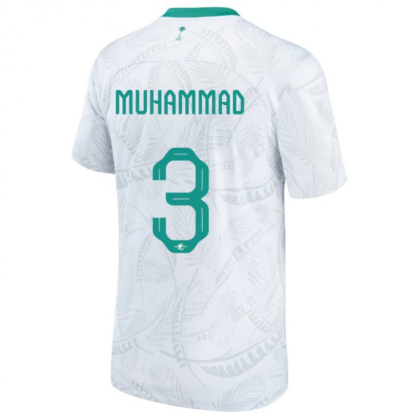 Hombre Camiseta Arabia Saudita Lin Muhammad #3 Blanco 1ª Equipación 22-24 La Camisa Chile