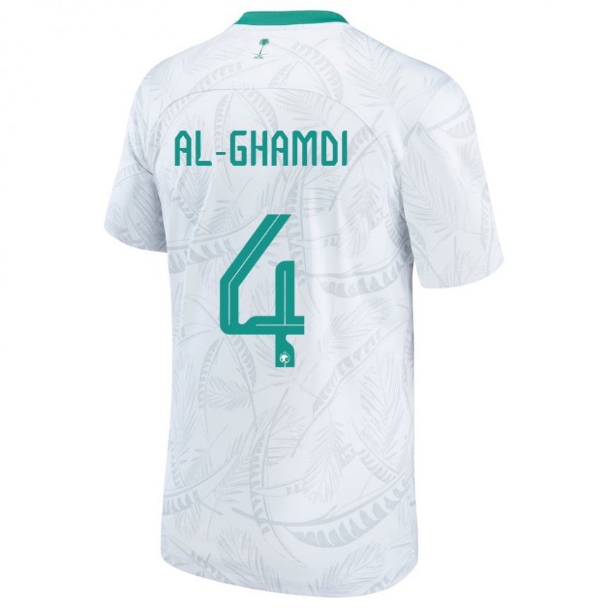 Hombre Camiseta Arabia Saudita Talah Al Ghamdi #4 Blanco 1ª Equipación 22-24 La Camisa Chile