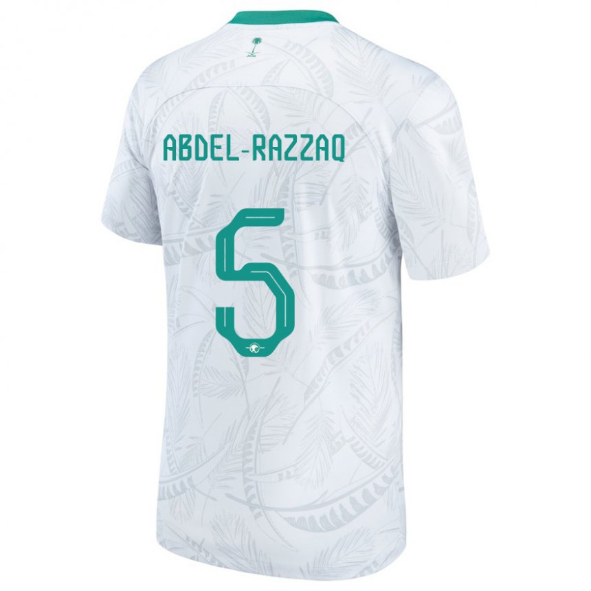 Hombre Camiseta Arabia Saudita Lana Abdel Razzaq #5 Blanco 1ª Equipación 22-24 La Camisa Chile