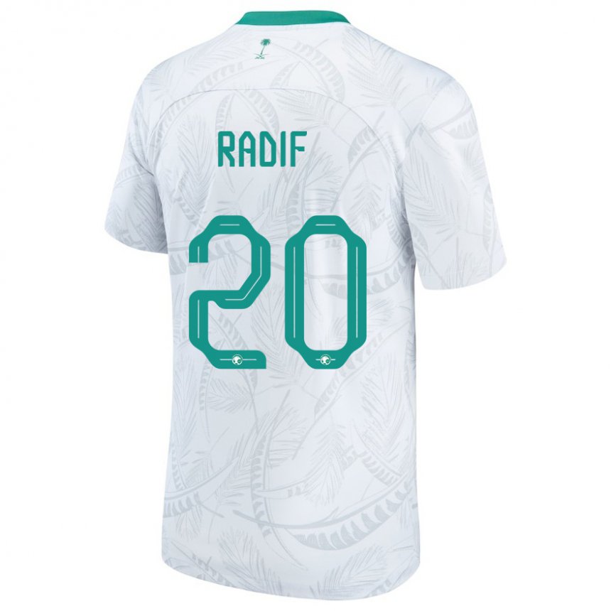 Hombre Camiseta Arabia Saudita Abdullah Radif #20 Blanco 1ª Equipación 22-24 La Camisa Chile